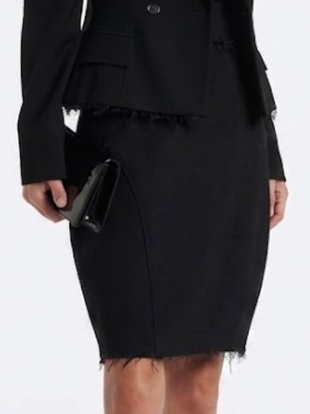 Marni Black Wool Raw Edge Tulip Mini Skirt Italy IT 40 US 2 4 High Waist Pencil